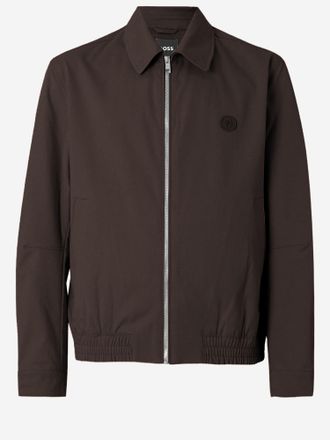 HUGO BOSS Mens Jacket Stretch Cotton Dark Brown
