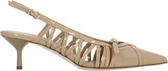 The Seller Pink Arrow Toe Polished Leather Pumps