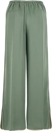 Forte_Forte Womens Trousers Wide-Leg Green Viscose Blend Acetate