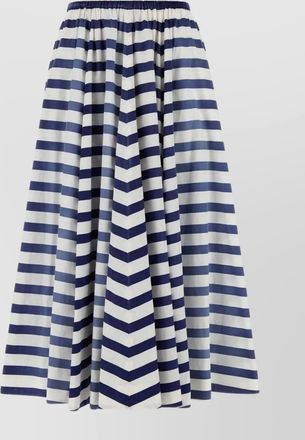 Prada striped a-line midi skirt in poplin