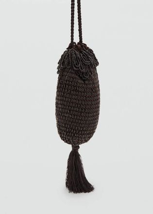 Mango Borsa da mano perline cioccolato - Donna - Taglia unica - MANGO