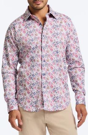 Robert Graham Andaman Floral Stretch Cotton Button-Up Shirt in Pink Multi at Nordstrom Rack, Size 4X-Large