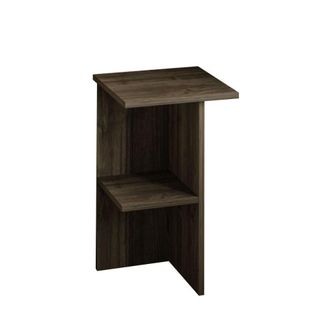 Calicosy Mesita de noche cuadrada con estante H60 cm - Efecto Nogal