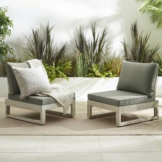Furniturebox 2x Brisa Wood Garden Chairs Set in Off-White