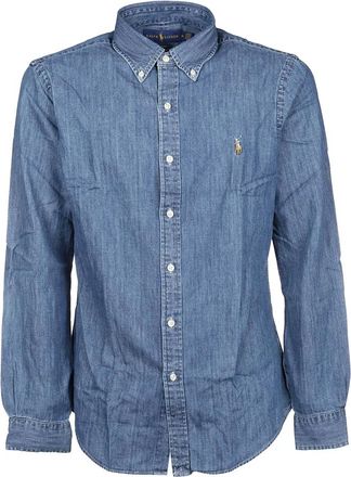 Polo Ralph Lauren Long Sleeve Sport Slim Shirt - Heren - Casual Overhemden - Blauw - L - Leer - Overhemden