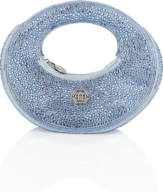 Philipp Plein Suede Mini Handle Bag Strass