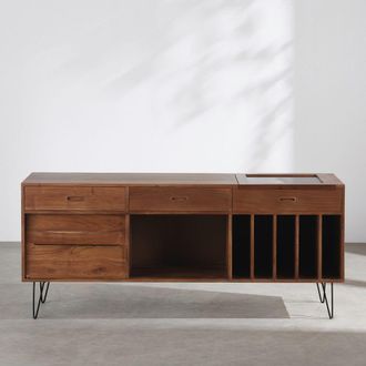 Maisons du monde Aparador para vinilos con 3 cajones, 2 compartimento, 165 cm