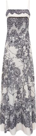 Blugirl Viscose Maxi Dress With Applique Lace And Spaghetti Straps