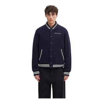 Sporty & Rich Bomberjack - Heren - Bomber jackets - Blauw - XL - Wol - Jassen