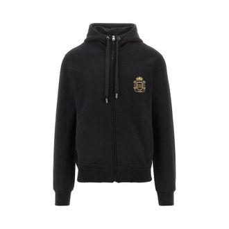 Dolce & Gabbana Full-zip hoodie with heraldic patch Man 52