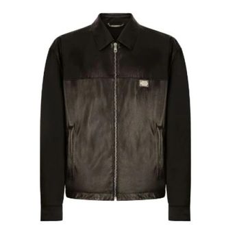 Dolce & Gabbana Zwarte leren jas met overhemdkraag - Heren - Zomerjassen - Zwart - M - Leer - Jassen