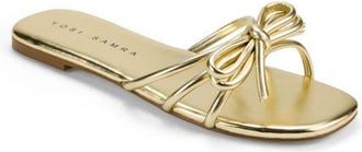 Yosi Samra Nicole Bow Slide Sandal in Gold at Nordstrom, Size 10