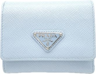 Prada Saffiano Blue Saffiano Wallet (Tri-Fold) (Pre-Owned)