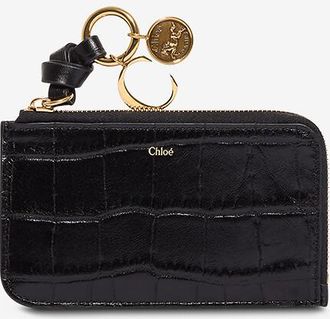 Chlo&eacute; Rechteckiges Portemonnaie aus Krokodilleder Alphabet