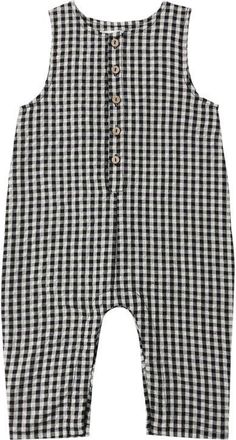 Rylee + Cru Gingham Romper in Black at Nordstrom, Size 12-18M