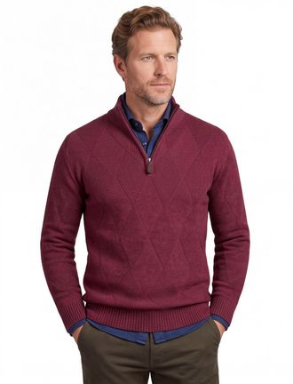 Baileys trui rood textuur half zip gebreid