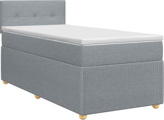 vidaXL Cama Box Spring Con Colch&oacute;n Gris Claro 90 X 190 Cm Tela Vidaxl