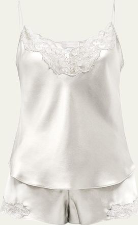 Christine Lingerie Bijoux Short Lace-Trim Silk Pajama Set
