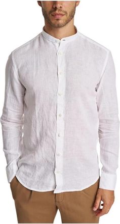 Bastoncino Camicia Bastoncino - Heren - Casual Overhemden - Wit - 4XL - Linnen - Overhemden