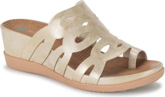 BareTraps Mens Baretraps Demetra Sandals Gold Faux Leather Slip-On HAWK2661