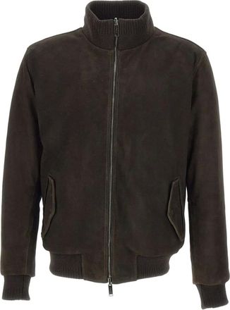 Volfagli Giacca in pelle con zip - Marrone