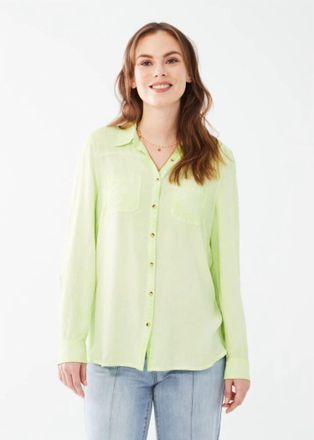 FDJ Long Sleeve Cotton Gauze Shirt In Mojito Green