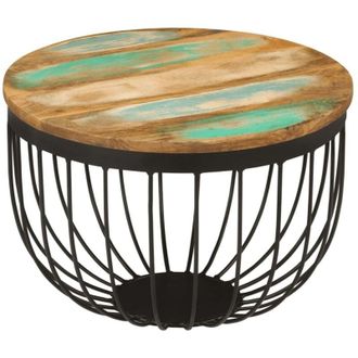 vidaXL Vidaxl - Mesa De Centro Madera Maciza Reciclada Y Acero &Oslash;50x35 Cm