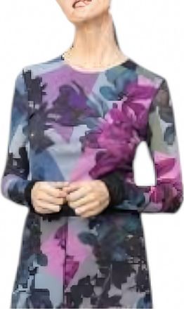 Petit Pois by Viviana G Long Sleeve Flower Design Top In Purple Multi