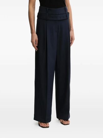 Stine Goya belted-fastening pleated trousers - women - Recycled Polyester/Elastane/Polyester - S - Blue