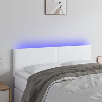 vidaXL Cabecero Con Led Cuero Sint&eacute;tico Blanco 144x5x78/88 Cm Vidaxl