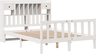 vidaXL Bookcase Bed without Mattress White 140x200 cm Solid Wood Pine Vidaxl