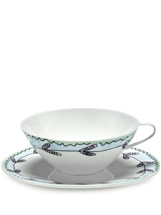 Serax x Marni Midnight Flowers teacup and saucer (set of two) - unisex - Bone China - One Size - White
