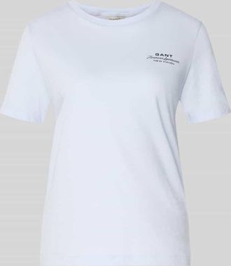 GANT T-Shirt mit Label-Print und Rundhalsausschnitt in Hellblau, Gr&ouml;&szlig;e XXL