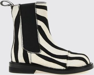 Moschino Stivaletti Chelsea in pelle con stampa zebrata e tacco basso