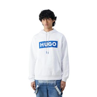 HUGO BOSS Heren Box Hoodie met lange mouwen (Wit)