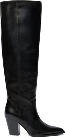 Stuart Weitzman Jolene pointed-toe boots - women - Nappa Leather/Calf Leather/Fabric - 35,5 - Black