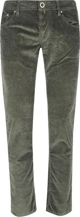 Jacob Cohen Ribfluwelen broek met vijf zakken - Groen