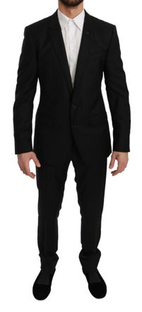 Dolce & Gabbana Zwarte Wol Slim Fit 2 Delige MARTINI Pak