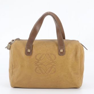 Loewe Beige Leather Boston Bag Handbag Tote Bag (Pre-Owned)