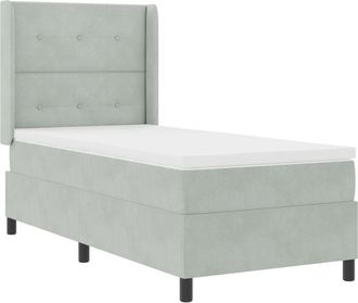 vidaXL vidaXL Box Spring Bed with Mattress & LED Light Grey 90x190 cm Velvet