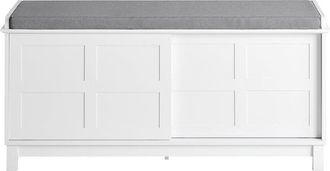 SoBuy Banco Zapatero Con 2 Puertas Correderas Banco De Almacenamianto Con Coj&iacute;n Acolchado De Asiento 114 X 40 X 53 Cm Fsr86-w Sobuy Es