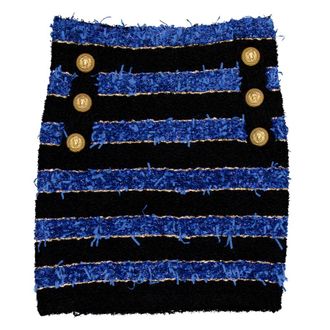 Balmain Short Striped Tweed Skirt, Brand Size 38 (US Size 6)