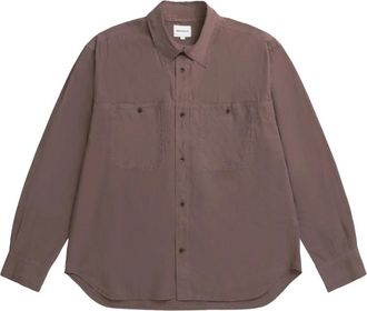 Norse Projects Falster Tencel Oversize Shirt - Heren - Casual Overhemden - Bruin - L - Katoen - Overhemden