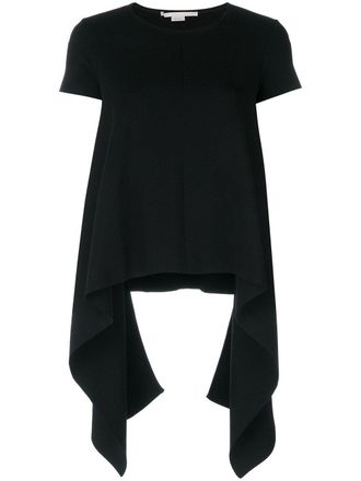 Stella McCartney compact knit handkerchief T-shirt - women - Viscose/Polyamide - 44 - Black