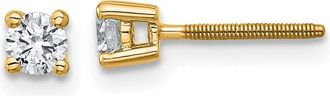 Diamond2Deal 14k Yellow Gold 1/4 ct Round Lab Grown Diamond Stud Earrings Screw Back VS Clarity, G-H Color