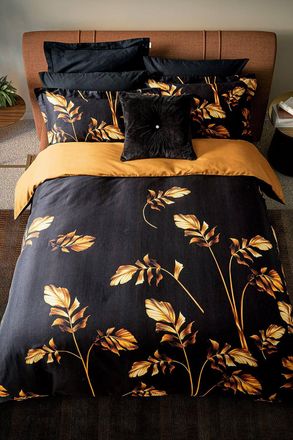Ted Baker Gilded Floral Cotton Duvet Cover Set in Black | Size: King
