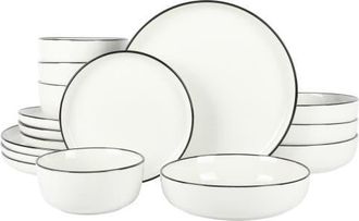 Gibson Home Oslo 16 Piece Dinnerware Set in White With Black Rim at Nordstrom