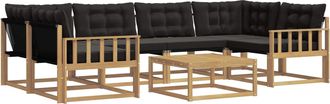 vidaXL Conjunto De Sof&aacute;s De Exterior 7 Uds. Blanco Y Negro Vidaxl