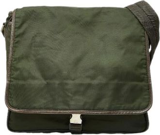 Prada Pre-owned Cross Body Bags, female, Green, Size: ONE SIZE Pre-owned Tessuto Nylon Shoulder Bag