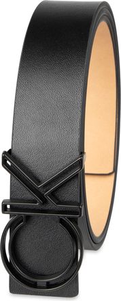 Calvin Klein Mens Casual CK Monogram Cut Out Buckle Belt, Deep Black, X-Large (42-44)
